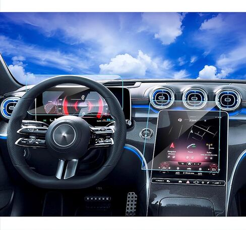 2pcs Matte 2024 2025 Benz C300 Tempered Glass Screen Protector for 2025 2024 2022 2023 Mercedes Benz GLC300 C300 4matic W206/2023 2024 AMG C43/2024 AMG C63 11.9inch Nav. 12.3’’ Dash Anti Glare in Kuwait