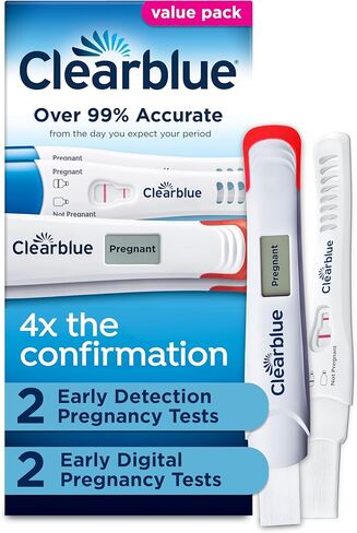 مجموعة اختبار الحمل المبكر ClearBlue ، مجموعة اختبار الحمل في المنزل للنساء ، اختبارات الحمل هرمون HCG مع نتائج سهلة القراءة ، اختباران in Kuwait