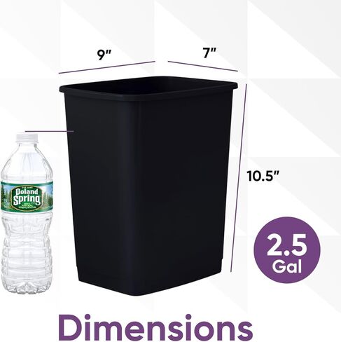Superio Kitchen Trash Can 9 Gallon Slim Waste Bin 37 Qt Durable Plastic, Fit Small Spaces, Office, Bathroom, Under Counter (2, Black) in Saudi Arabia