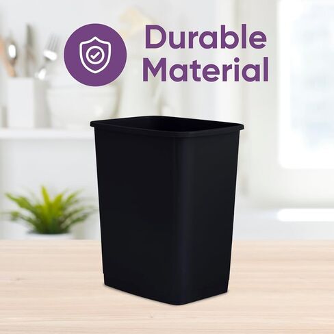 Superio Kitchen Trash Can 9 Gallon Slim Waste Bin 37 Qt Durable Plastic, Fit Small Spaces, Office, Bathroom, Under Counter (2, Black) in Saudi Arabia