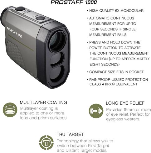Nikon PROSTAFF 1000 6x20 Laser Rangefinder with ID Incline/Decline Technology, TRU TARGET Measurement, 1000-Yard Range, Weather-Resistant Design, Compact & Pocket-Friendly in Kuwait