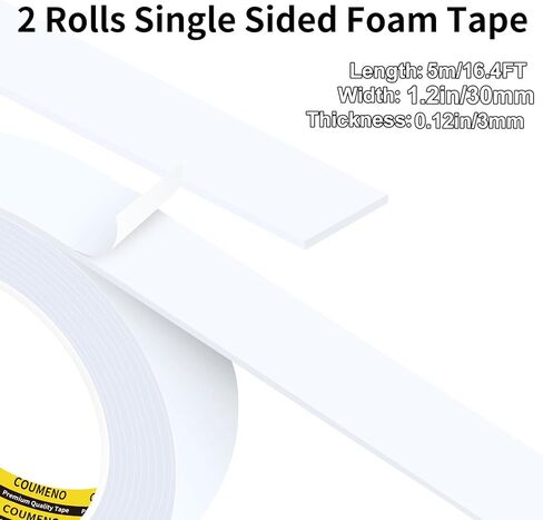 Sponge EVA Single Sided Foam Tape 2inX16.4FT Strong Adhesive Weatherproof Foam Strip for Door and Window Sealing, Self-Adhesive Insulation Foam Tape 0.2in Thick in Kuwait