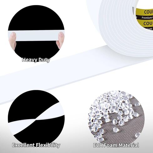 Sponge EVA Single Sided Foam Tape 2inX16.4FT Strong Adhesive Weatherproof Foam Strip for Door and Window Sealing, Self-Adhesive Insulation Foam Tape 0.2in Thick in Kuwait