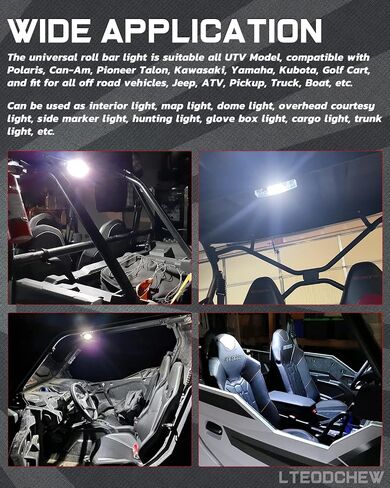 LED Dome Light Red and White Battery Powered, Magnetic Roll Bar Mount Car Interior Repair Truck Bed Lights for UTV ATV Golf Cart RZR Polaris Off Road Truck in Saudi Arabia