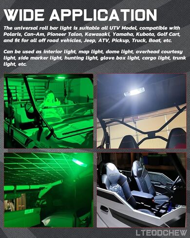 LED Dome Light Red and White Battery Powered, Magnetic Roll Bar Mount Car Interior Repair Truck Bed Lights for UTV ATV Golf Cart RZR Polaris Off Road Truck in Kuwait