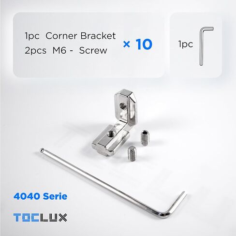 10 Sets Black 4040 Interior Corner Connector Kit – L-Shape Inside Bracket with Screws for 40 Series Aluminum Extrusion Rail, 8mm T Slot Extruded Aluminum Accessories in Saudi Arabia