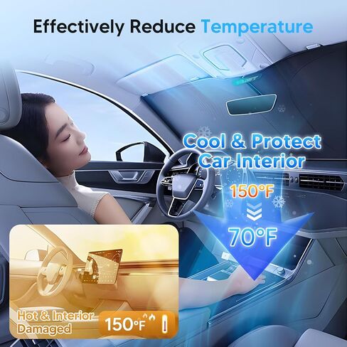 KUST مخصصة ملائمة الزجاج الأمامي الظل أشعة الشمس لعام 2024 2025 2026 فورد ترانزيت 350 Sunshade Window Sun Visor Collable Blocks UV Rays Keep Carer Career in Kuwait
