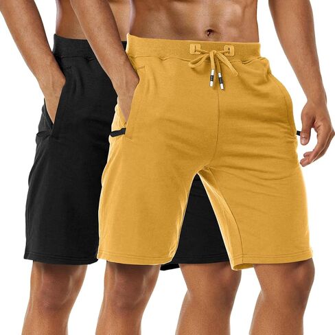 Boyzn Men's Athletic Shorts Comfortable Cotton Workout Shorts Elastic Waist Running Shorts with Zipper Pockets in Saudi Arabia