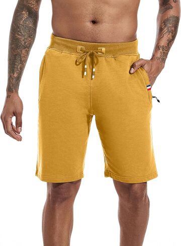 Boyzn Men's Athletic Shorts Comfortable Cotton Workout Shorts Elastic Waist Running Shorts with Zipper Pockets in Saudi Arabia