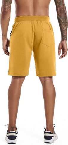 Boyzn Men's Athletic Shorts Comfortable Cotton Workout Shorts Elastic Waist Running Shorts with Zipper Pockets in Saudi Arabia