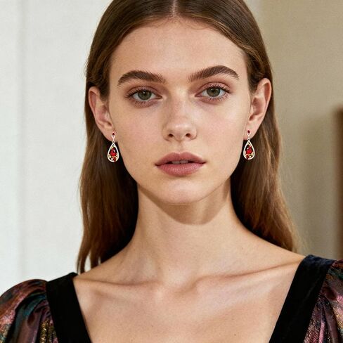 Cardinal Earrings for Women S925 Sterling Silver Teardrop Dainty Cute Dangle Drop Piercing Stud Red Fashion Hypoallergenic Crystal Ruby Animal Bird Valentine's Day Jewelry in Saudi Arabia