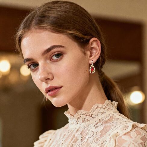 Cardinal Earrings for Women S925 Sterling Silver Teardrop Dainty Cute Dangle Drop Piercing Stud Red Fashion Hypoallergenic Crystal Ruby Animal Bird Valentine's Day Jewelry in Saudi Arabia