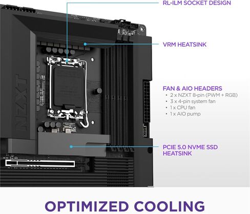 NZXT N9 Z890 - Intel Z890 LGA 1851 ATX Gaming Motherboard for Core Ultra (Series 2) - 20+1+1 ، DDR5 ، 5X M.2 ، PCIe 5.0 ، Wi -Fi 7 ، 5GBE ، Thunderbolt 4 - RGB ، Cover Full Metal ، White PCB White PCB in Kuwait