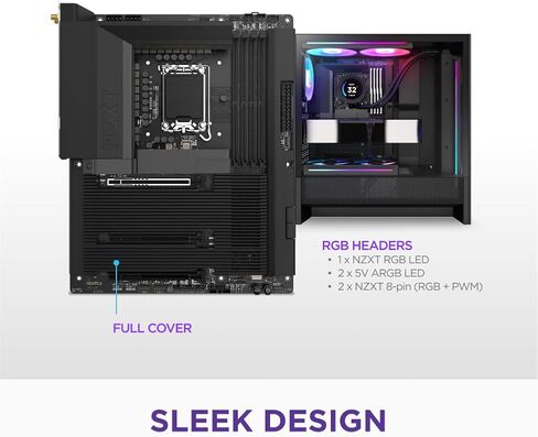 NZXT N9 Z890 - Intel Z890 LGA 1851 ATX Gaming Motherboard for Core Ultra (Series 2) - 20+1+1 ، DDR5 ، 5X M.2 ، PCIe 5.0 ، Wi -Fi 7 ، 5GBE ، Thunderbolt 4 - RGB ، Cover Full Metal ، White PCB White PCB in Kuwait