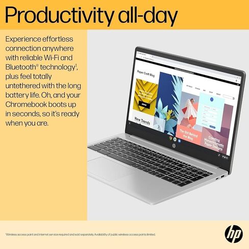 2022 Newest HP Chromebook Laptop, 14" HD Screen, AMD 3015Ce Processor, 4GB RAM, 32GB eMMC Flash Memory, Webcam, WiFi, Bluetooth, Fast Charge, Chrome OS, Mineral Silver in Saudi Arabia