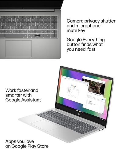 2022 Newest HP Chromebook Laptop, 14" HD Screen, AMD 3015Ce Processor, 4GB RAM, 32GB eMMC Flash Memory, Webcam, WiFi, Bluetooth, Fast Charge, Chrome OS, Mineral Silver in Saudi Arabia