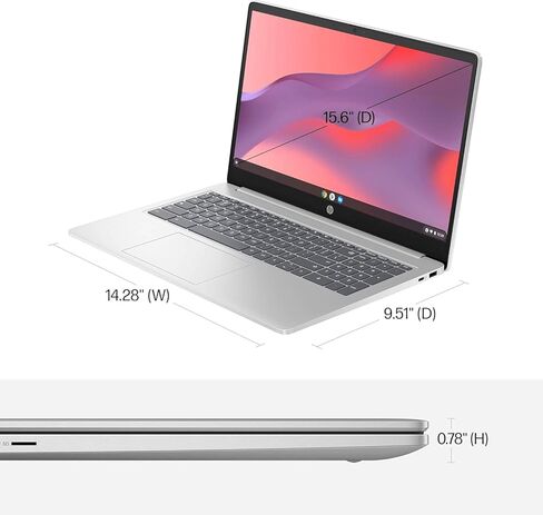 2022 Newest HP Chromebook Laptop, 14" HD Screen, AMD 3015Ce Processor, 4GB RAM, 32GB eMMC Flash Memory, Webcam, WiFi, Bluetooth, Fast Charge, Chrome OS, Mineral Silver in Saudi Arabia