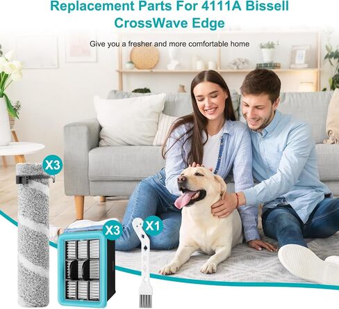 4111A Brush Filter Replacement Parts for Bissell CrossWave Edge 4111A Multi-Surface Hard Floor Cleaner Wet Dry Vacuum, 2 Brush Rollers 2 Filters, Part No. 1640897 1637755 in Saudi Arabia