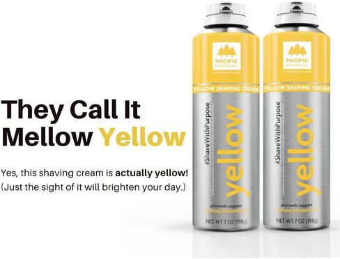 Pacific Shaving Company YELLOW Shaving Cream, Shave with Purpose - Safe & Natural Ingredients, Cruelty Free, Made in the USA (7 oz) in Saudi Arabia