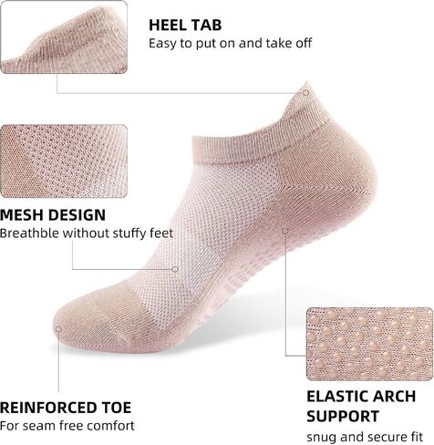 Acetin 4 Pairs Grip Socks Pilates Socks for Women in Saudi Arabia