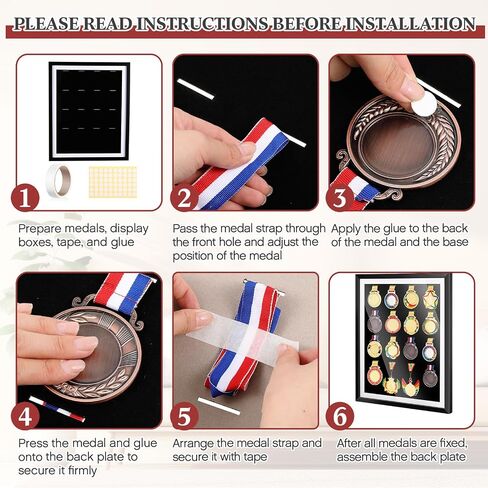 6 Medals Display Frame 13 x 11.81 Inch Large 3D Medal Shadow Box Display Case for Runners Marathon Triathlon Soccer Gymnastics All Sports Medals in Saudi Arabia