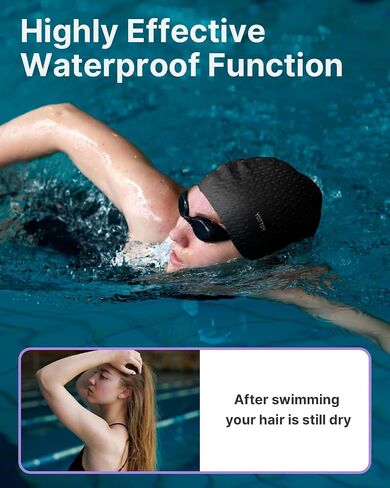 YOTTOY Women's Swim Cap, Silicone Waterproof Swimming Cap for Women Long Hair, Stretchable and Comfortable Bathing Caps for Women Swimming, Large Swim Cap for Adults in Saudi Arabia