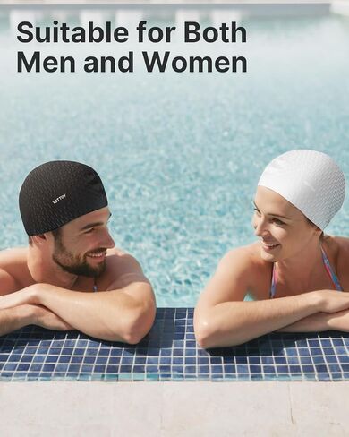 YOTTOY Women's Swim Cap, Silicone Waterproof Swimming Cap for Women Long Hair, Stretchable and Comfortable Bathing Caps for Women Swimming, Large Swim Cap for Adults in Saudi Arabia