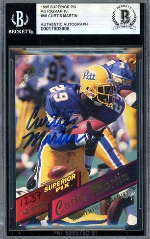 Curtis Martin Beckett BAS Signed 1995 Superior Pix Rookie Autograph - Football Slabbed Autographed Rookie Cards in Saudi Arabia