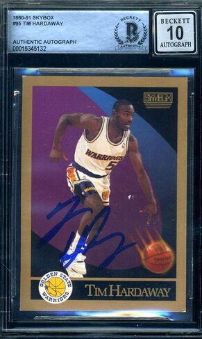 Tim Hardaway Gem Mint 10 Beckett BAS Signed 1990-91 Skybox Rookie Autograph - Basketball Autographed Cards in Saudi Arabia