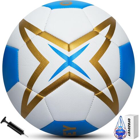 OFOZOZEY Soccer Ball Size 5 Two Pack,Classic Indoor Outdoor Soccer with 1 Pump 2 Net Bag and 1 Needle,Long-Lasting for Training, Games, Outdoor & Indoor Play,Ideal Gift for Boys Girls Youth Adult in Kuwait