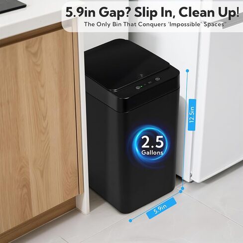 2packautomatic سلة المهملات يمكن أن تلمس مع غطاء - 3.5 جالون سلة حمامات الحمام القمامة can ， مثالية للمطبخ وغرفة النوم وغرفة المعيشة والمكتب (أسود + أبيض) in Saudi Arabia
