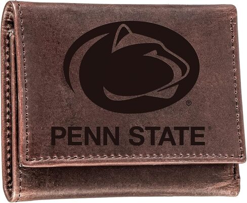 Team Sports America NCAA Penn State University Brown Wallet | Tri-Fold | Officially Licensed Stamped Logo | Made of Leather | Money and Card Organizer | Gift Box Included in Saudi Arabia