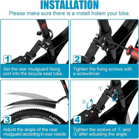 Bicycle Fender Set, Adjustable Fender Set, Front and Rear Fenders, Quick Release Attachment, Widened and Thickened for Mountain Bike, City Bike 20-26 Inch Wheel Protection Fenders (B:Grey) in Kuwait