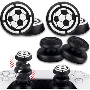 NO Falling Off Thumbstick Extender x 2 & Thumb Grip x 4 for PS5 & PS4 Controller (Black Red + Blue Ring) in Saudi Arabia