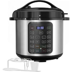 Simple Deluxe 12-in-1 Electric Pressure Cooker, 6QT Stainless Steel & Non-Stick Multi Cooker for Slow Cook, Meat Stew, Cake, Porridge, Multigrain, Dishwasher Safe, Silver in Kuwait