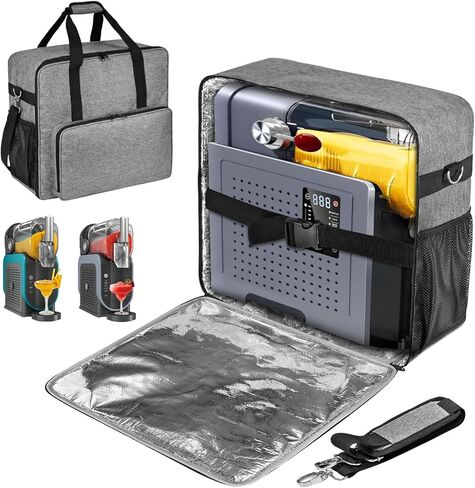 2025Thermal Slushie Machine Carrying Bag, Large Portable Slushie Carrying Case for Ninjaa Fs301 & Fs300, Large Opening Design, Thick Padding, Removable Shoulder Strap, Accessory Bag (Black) in Kuwait