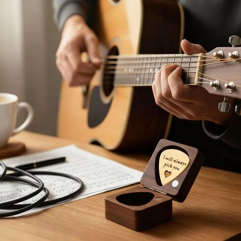 Custom Guitar Pick, Wooden Guitar Pick Case, Personalized Guitar Pick Holder, Guitar Picks Case for for Musicians, Guitarists & Music Lovers Holder, Custom Guitar Picks Box in Saudi Arabia