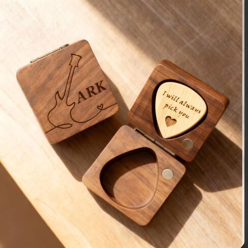 Custom Guitar Pick, Wooden Guitar Pick Case, Personalized Guitar Pick Holder, Guitar Picks Case for for Musicians, Guitarists & Music Lovers Holder, Custom Guitar Picks Box in Saudi Arabia