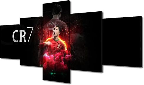 CR7 كريستيانو رونالدو الصور الرياضية نجم كرة القدم لوحات 5 لوحة قماش جدار الفن ملهمة الرياضة Artwok ديكور المنزل المعاصر لغرفة المعيشة جيكلي مؤطرة جاهزة لتعليق الملصقات 50x24 في in Saudi Arabia