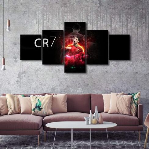CR7 كريستيانو رونالدو الصور الرياضية نجم كرة القدم لوحات 5 لوحة قماش جدار الفن ملهمة الرياضة Artwok ديكور المنزل المعاصر لغرفة المعيشة جيكلي مؤطرة جاهزة لتعليق الملصقات 50x24 في in Saudi Arabia