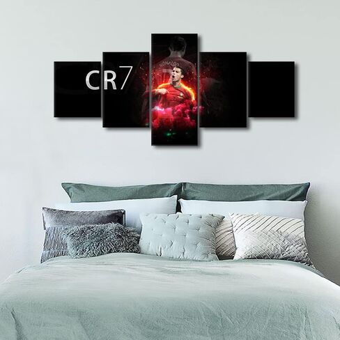 CR7 كريستيانو رونالدو الصور الرياضية نجم كرة القدم لوحات 5 لوحة قماش جدار الفن ملهمة الرياضة Artwok ديكور المنزل المعاصر لغرفة المعيشة جيكلي مؤطرة جاهزة لتعليق الملصقات 50x24 في in Saudi Arabia