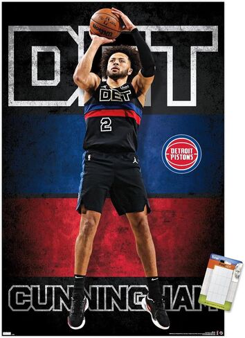 Trends International NBA Detroit Pistons - Cade Cunningham 23 Wall Poster, 22.37" x 34.00", Poster & Mount Bundle in Saudi Arabia