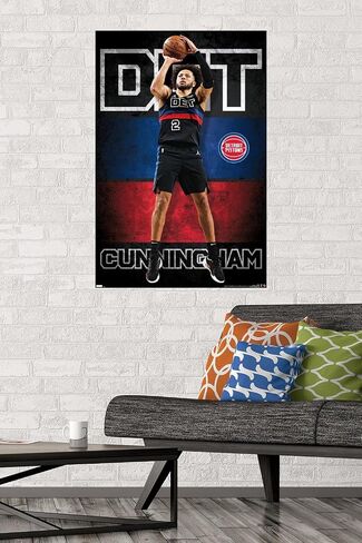Trends International NBA Detroit Pistons - Cade Cunningham 23 Wall Poster, 22.37" x 34.00", Poster & Mount Bundle in Saudi Arabia