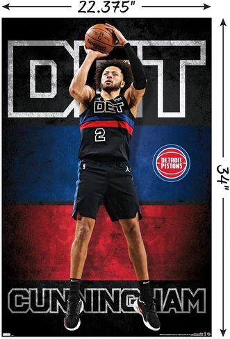 Trends International NBA Detroit Pistons - Cade Cunningham 23 Wall Poster, 22.37" x 34.00", Poster & Mount Bundle in Saudi Arabia