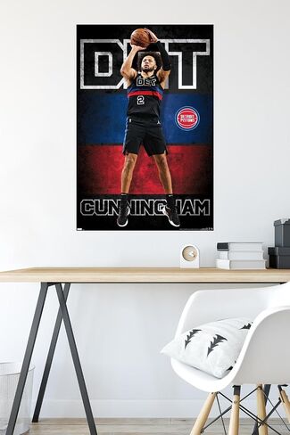 Trends International NBA Detroit Pistons - Cade Cunningham 23 Wall Poster, 22.37" x 34.00", Poster & Mount Bundle in Saudi Arabia