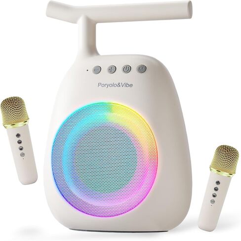 Karaoke Machine for Kids Adults Portable Bluetooth Speaker with 2 Wireless Microphones LED Lights Artistic Design 8-Hour Battery Support Family&Party Choice Fun for All Ages Gifts in Saudi Arabia