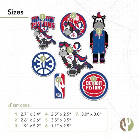 ملصق Desert Cactus Detroit Pistons NBA مرخص رسميًا من الفينيل ملصق زجاجة مياه للكمبيوتر المحمول وسجل قصاصات السيارة (النوع 2-التميمة) in Saudi Arabia