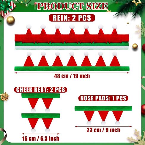 Abbylike Christmas Horse Felt Halter and Rein Covers Sets: 2 Pcs Halter and Rein Covers 1pcs Nose Pad 2 Pcs Cheek Pads Santa Horse Bridles and Reins Cover for Holiday Christmas in Saudi Arabia