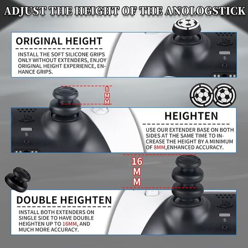لا تساقط قبالة Thumbstick Extender X 2 و Thumb Grip X 4 لوحدة التحكم PS5 و PS4 (أسود أحمر + حلقة زرقاء) in Saudi Arabia