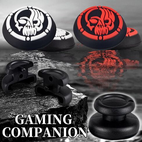 NO Falling Off Thumbstick Extender x 2 & Thumb Grip x 4 for PS5 & PS4 Controller (Black Red + Blue Ring) in Saudi Arabia